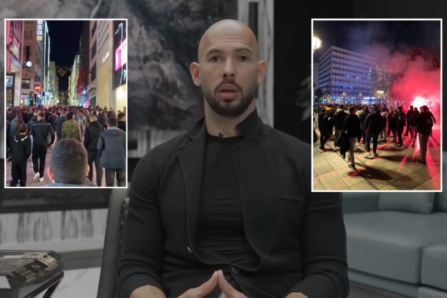 Andrew Taten fanit ovat protestoineet Ateenan kaduilla sometähden pidästystä. Fanit huusivat kaduilla 