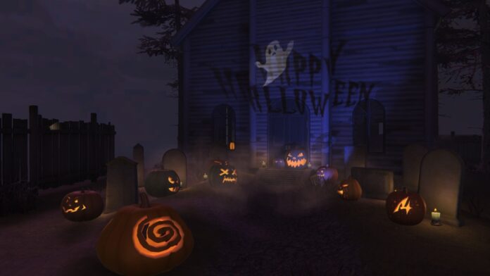 Kurpitsoja talon edessä. Viraali ilmainen peli tuo halloweenin eloon!